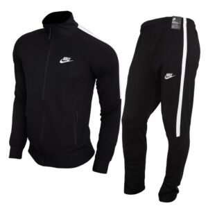 Nike Men’s Black Tracksuit with White Stripe – Jacket & Joggers Set