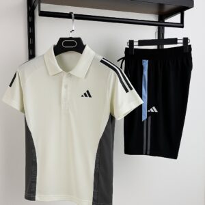 Men’s Sports Polo Shirt and Shorts Set – Athletic Training Outfit