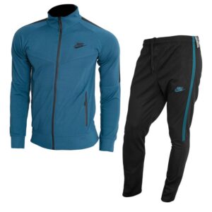 Nike Men’s Blue Tracksuit with White Stripe – Jacket & Joggers Set