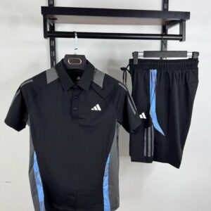 Men’s Sports Polo Shirt and Shorts Set – Athletic Training Outfit